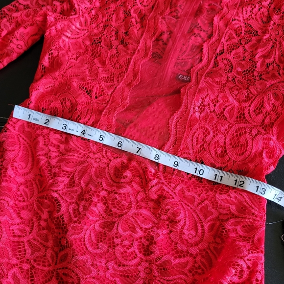 NEW Express Sexy Red Lace Sheath Dress - Size 6 - Picture 11 of 12